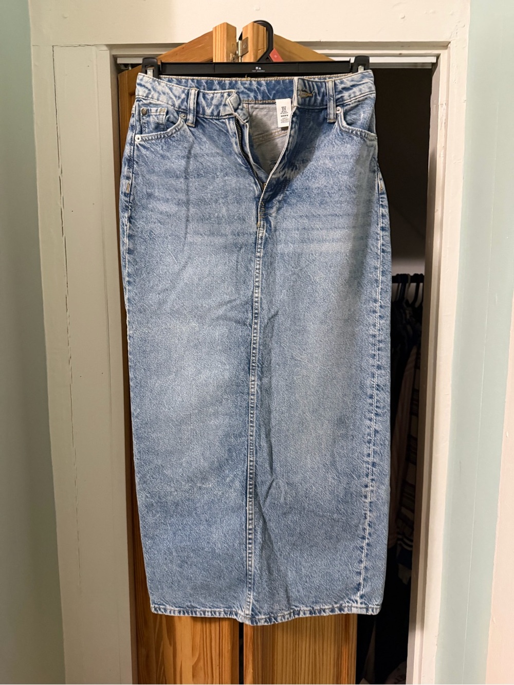 Women's Light Blue Denim Maxi Skirt - Classic Wash